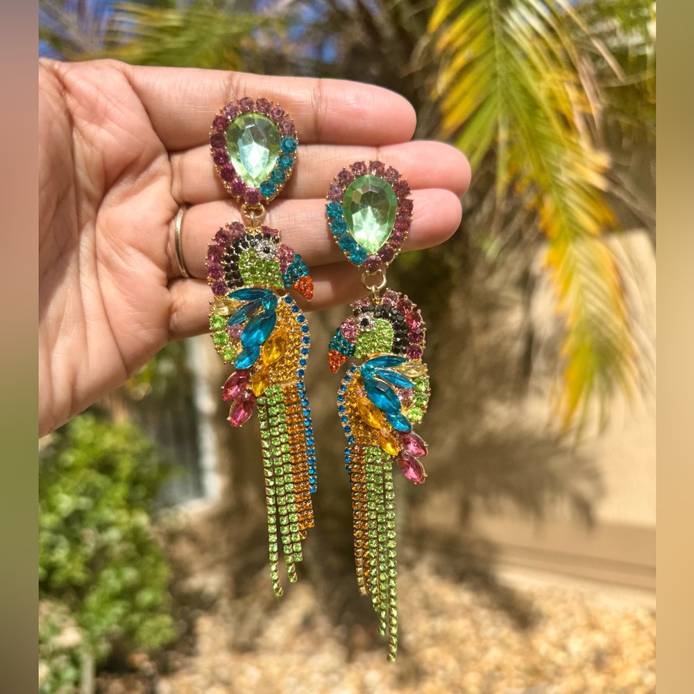 Colorful Parrot Crystal Earrings